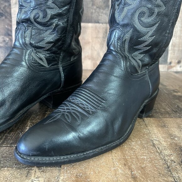 Dan Post 110R Vintage Classic Black Western Cowboy Boots Mens 12 D - Picture 11 of 12